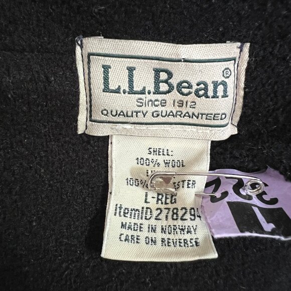 Vintage L.L. Bean Wool Knit Bomber Jacket Coat Sweater Fleece Lined Sweater 90s - Picture 7 of 10